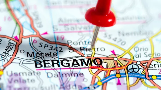 Pin sulla cartina che indica Bergamo